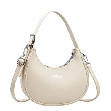 Imagem de Bolsa Meia-Lua Baguete - Alça Ajustável Ombro/Transversal para Uso Diário e Eventos (Branco)