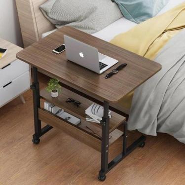 Imagem de Mesa para notebook altura ajustavel home office cama rodinhas e 2 prat