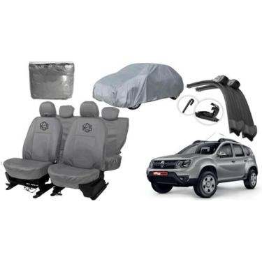Imagem de Kit capa couro cinza + limpador parabrisa Duster 10-17 - ferro tech br