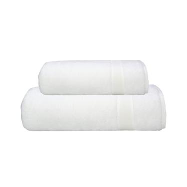 Imagem de Kit Jogo Toalhas Banho e Rosto, 02 Pe�as, �cone - Camesa, 100% Algod�o Premium, Alta Absor��o, Toque Extra Macio Luxo, 500 g/m� - ALTIHAUS (Branco)