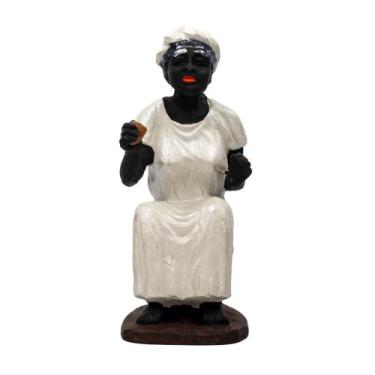 Imagem de Escultura Preta Velha Umbanda 14,50 cm em Resina - Lua Mística - 100% 