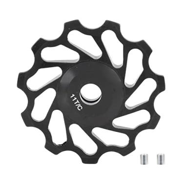 Imagem de Qanyegn Risco de bicicleta de montanha traseira polia do desviador, roda de tensão do rolo da roda traseira 11T com rolamento, 11 dentes de dentes roda guia (Preto)