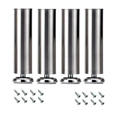 Imagem de 4 peças de pernas ajustáveis para móveis pernas ajustáveis de aço inoxidável resistente pernas ajustáveis pé de mesa pés niveladores de móveis, prata-15 cm (5,9 pol) (prata 30 cm))