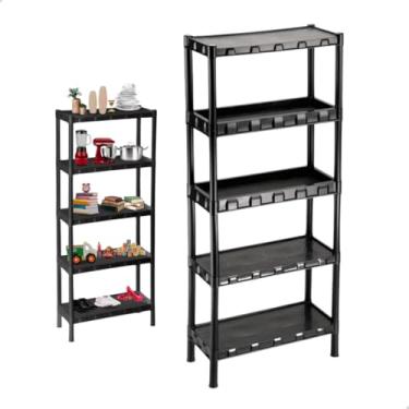 Imagem de Estante Branca Modular 5 Prateleiras Plástica Organizadora(Preto)
