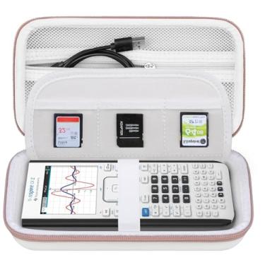 Imagem de BOVKE Estojo para calculadora Texas Instruments TI-Nspire CX II CAS/CX II/CX CAS/CX Calculadora gráfica colorida e mais - Bolso de malha extra para cabos USB e outros acessórios, branco