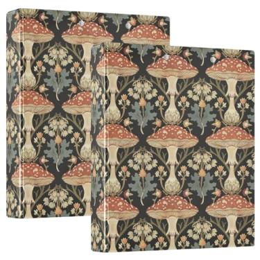 Imagem de Fichário retrô de 3 anéis de cogumelo de fazenda decorativo de 3,8 cm com prancheta e 3 bolsos transparentes, comporta 200 folhas de papel tamanho A4 fichários à prova d'água para escola e escritório