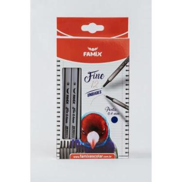 Imagem de Caneta com Ponta Porosa Fine 0.4MM Azul Blister com 12 Unidades - Fami