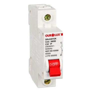 Imagem de Disjuntor Ourolux Unipolar Curva C 32a Inmetro Termomagnético
