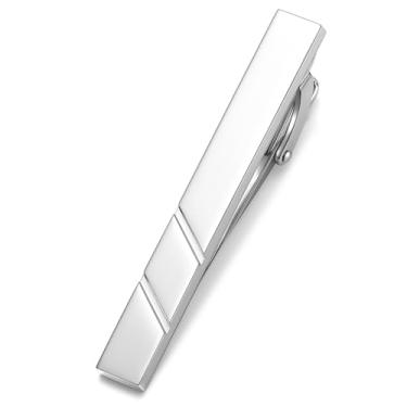 Imagem de HONEY BEAR Barra de prendedor de gravata masculina de 1,97/5,4 cm para presente de casamento de negócios de tamanho normal, 5/5,4 cm, Prata preta e dourada, 5/5.4cm