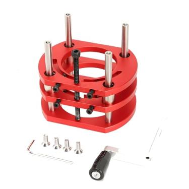 Imagem de Elestoria Adaptador De Elevação Placa Inserção Roteador, Roteador Ajustável Para Máquina Aparar 64~65~66 Mm, Base Sob A Mesa Alumínio Com Hastes Suporte Duplas Aço Inoxidável, Vermelho