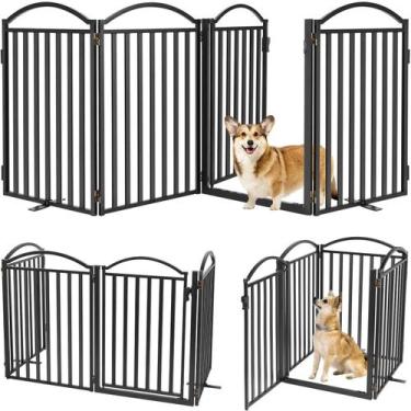 Imagem de Dog Gate Malier Metal independente com porta de 81 cm H 4 painéis
