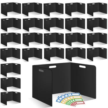 Imagem de 24 peças divisórias de mesa para estudantes plástico durável e impermeável pastas de privacidade blindadas divisórias de teste com painéis de privacidade de sala de aula para escola material de