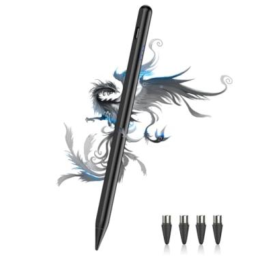 Imagem de Caneta Stylus para tablet Android/telefone, pontas de pompom, caneta Stylus de carregamento rápido para iPhone, lápis magnético ativo compatível com Samsung A9+, iPhone, Lenovo e outros smartphones e