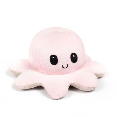 Imagem de Polvo Reversível Humor De Pelúcia Feliz Triste Rosa / Cinza