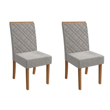 Imagem de Conjunto com 2 Cadeiras Gardênia Bouclé Cinza e Canela