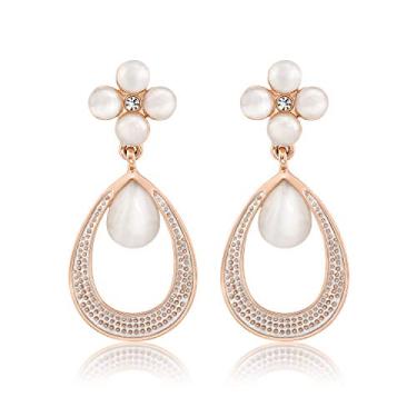 Imagem de Mytys Brincos pendentes de gota d'água de pedra olho de gato 4 cm de comprimento, joia leve para uso casual e formal