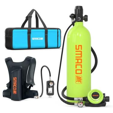 Imagem de SMACO Mini Tanque de Mergulho 1.9L Portátil Garrafa de Mergulho Cilindro de Oxigênio Garrafa de Pônei Até 30 minutos para Exploração Subaquática, Resgate de Emergência S700