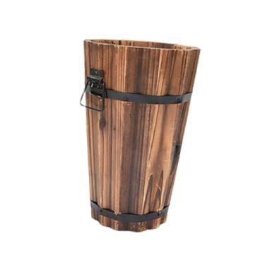 Imagem de Fenteer Balde de madeira para vasos de plantas, vasos de pátio rústicos para plantas de jardim, de flores, Style B, S