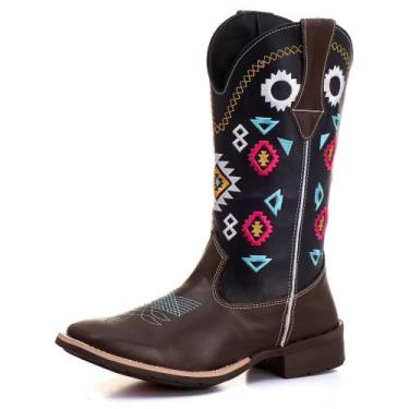 Imagem de Bota Texana Feminina Country Couro Rodeio Barretos Cowboy Vaquejada Co