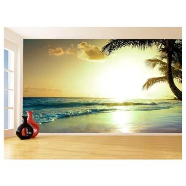Imagem de Papel De Parede 3D Praia Mar Coqueiros Céu Sol 3,5M Npr337 - Você Deco