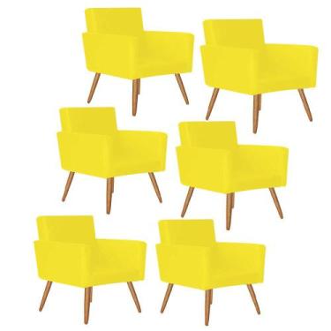 Imagem de Kit 06 Poltrona Cadeira Nina Decorativa Recepção Sala De Estar materia