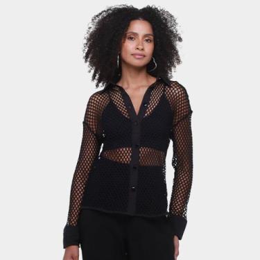 Imagem de Camisa Colcci Comfort Telada Feminina, Preto, EP