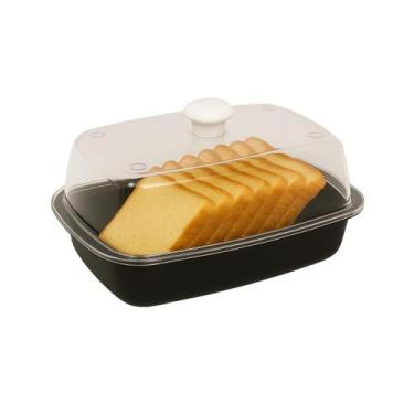 Imagem de Porta Pão Forma Bolo Acrílico Com Tampa Preto e Branco - Dóia House, P