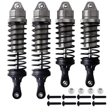 Imagem de Amortecedores RC de alumínio para 1/10 Traxxas Slash 4x4 2WD Rustler 4X4 VXL Choques Stampede 4X4 Amortecedores Hoss 4X4 Monster Truck, dianteiro e traseiro, substitui 5862, 4 peças (cinza)