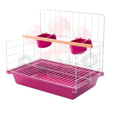 Imagem de Poleiro aberto para calopsita papagaio periquito gaiola pássaros grandes(Rosa)