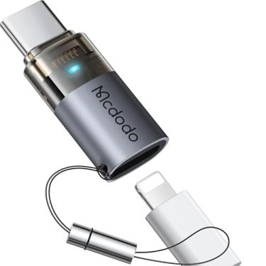Imagem de mcdodo Adaptador Lightning para USB-C de 60 W com cordão, adaptador Lightning fêmea para macho tipo C PD carregador rápido conversor de cabo para iPhone 16 série 15, iPad, MacBook