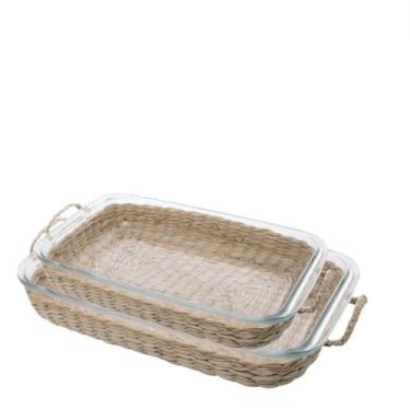 Imagem de Travessa e Assadeira Refratárias 2un com Suporte de Fibra Natural Wolf