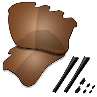 Imagem de SAUCER Lentes de reposição premium e kits de borracha para Oakley Flak Jacket XLJ ventilado | Flak Jacket XLJ Óculos de sol ventilados Low Bridge Fit de alta definição - Marrom âmbar polarizado