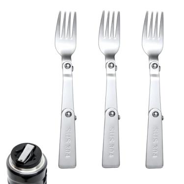 Imagem de BOXOB 3 Peças De Garfos Reposição Para Garrafa Térmica Funtainer, Pote Comida 16 Oz, Multifuncional, Dobrável, Portátil, Lavável Na Máquina Lavar Louças, Metal, Servir, Piquenique, Escola, Viagem Ao