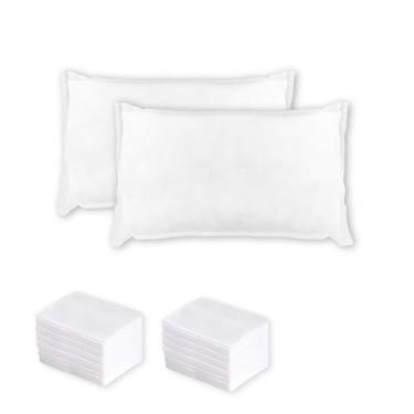 Imagem de Capas de travesseiro descartáveis 50 peças, fronhas brancas a granel para casa, viagem, hospital médico, hospedagens de hóspedes, clínicas, protable 81 x 53 cm