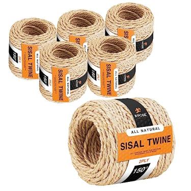 Imagem de Xpose Safety Fio De Sisal - 2 Camadas 45 Metros Corda Fina Fibra Natural Em Carretel Para Arranhador Gatos, Peças Reposição Árvores, Cordas Decorativas Brinquedos Estimação, Enrolador Poste, Pacote