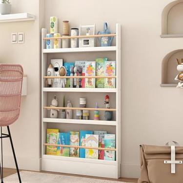 Imagem de Estante Atrás Da Porta, Estante De Economia De Espaço, Estante De Madeira Para Crianças, Organizador Para Brinquedos E Livros, Prateleira De Armazenamento A, White, 19.7 × 3.9 × 57.1 in