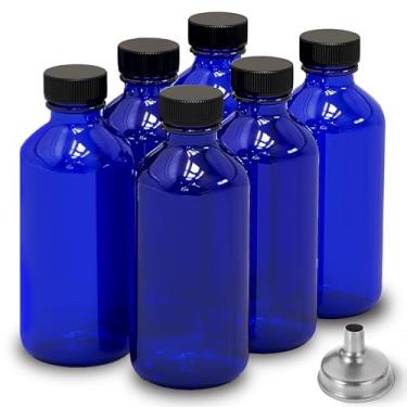 Imagem de DIDITIME Garrafas de shot de 59 ml com tampas e funis de aço inoxidável, garrafa de suco de vidro reutilizável, frascos pequenos de 60 ml com tampas para poção, doses de gengibre, óleos, suco (azul