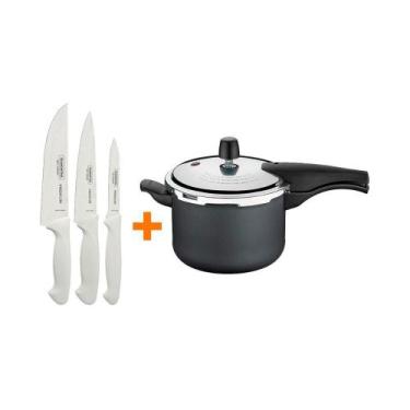 Imagem de Kit - Faqueiro Premium 3 Peças + Panela De Pressão 4,5 Vancouver Grafi