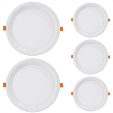 Imagem de Kit 5 Painel De Led Redondo Embutir Recuado 24w Bivolt Taschibra 6500k Frio