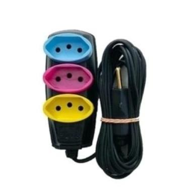 Imagem de Extensão Elétrica Tripla, 5 e 20 Metros, 10 Amperes, Bivolt 127V/220V, Preto uso residencial e comercial (Extensão 5 Metros)