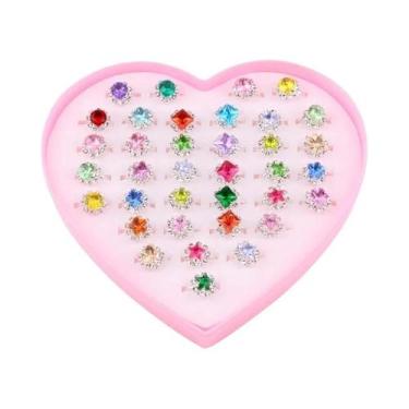Imagem de Anéis de Cristal Ajustáveis para Meninas - Brinquedo de Maquiagem Infa