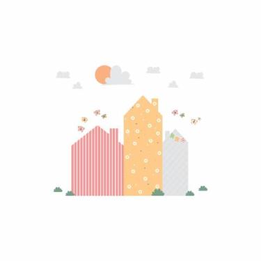 Imagem de Adesivo de Parede Infantil Casinhas Coloridas para quarto meninas - Pr