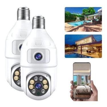 Imagem de Kit 2 Câmera Lâmpada Full Hd Visão Noturna Wifi Duas Lente - câmera 36