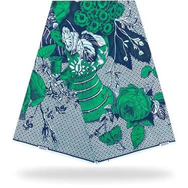Imagem de Shenbolen Tecido africano 6 jardas Kente Cloth by The Yard Ankara Print Wax Fabrics 100% poliéster (I)