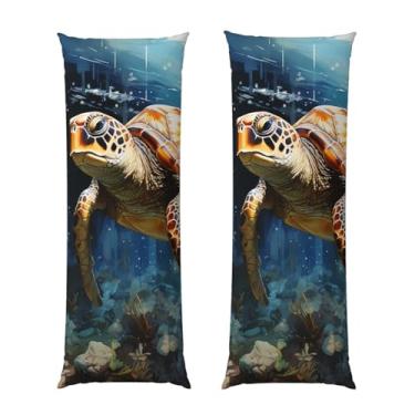 Imagem de Capa de travesseiro corporal com zíper oculto, fronha longa de microfibra macia e respirável para travesseiro corporal, tartaruga nadando no mar, capas de travesseiro para cama de presente para dormir