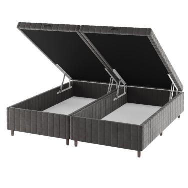 Imagem de Base Box Bau Queen Size Ravena (43x158x198cm) Grafite - Casa Giulia
