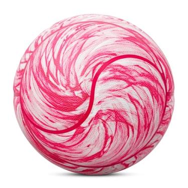 Imagem de Kuangmi Bola de basquete Yin Yang, tamanho oficial 7 (75 cm), pneu médio exclusivo em forma de tai chi, para interior e exterior, rosa