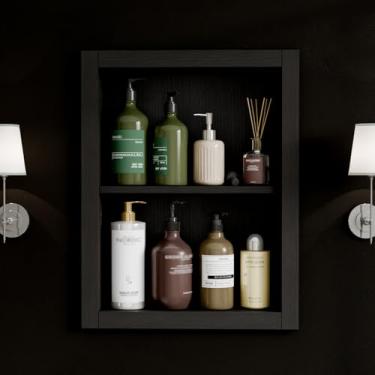 Imagem de HAIDAIYA Armário de remédios embutido de madeira de nicho de 35,5 cm x 45,7 cm, inserção de nicho de banheiro de 2 camadas para drywall, prateleira de parede, armários de remédios, para sala de estar