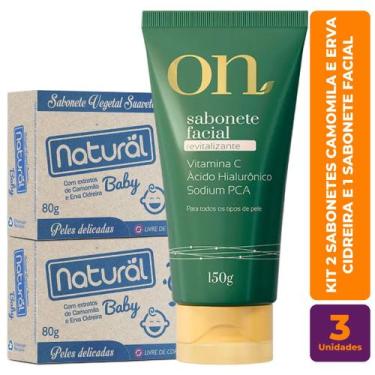 Imagem de Kit c/ 2 Sabonete Camomila e Erva Cidreira e 1 Sabonete Vegano Facial 