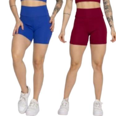 Imagem de KIT 2 Short Smart Verão Serra e Mar Shortinho Para Treino Academia Moda Fitness-Feminino